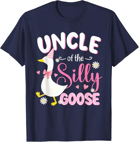 Silly Uncle Goose Uncle 1st Birthday Family Matching Party T-Shirt - T-Shirt | Navy