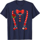 Valentines Day Red Hearts Bow Tie Funny Suspender Couple T-Shirt - T-Shirt | Navy