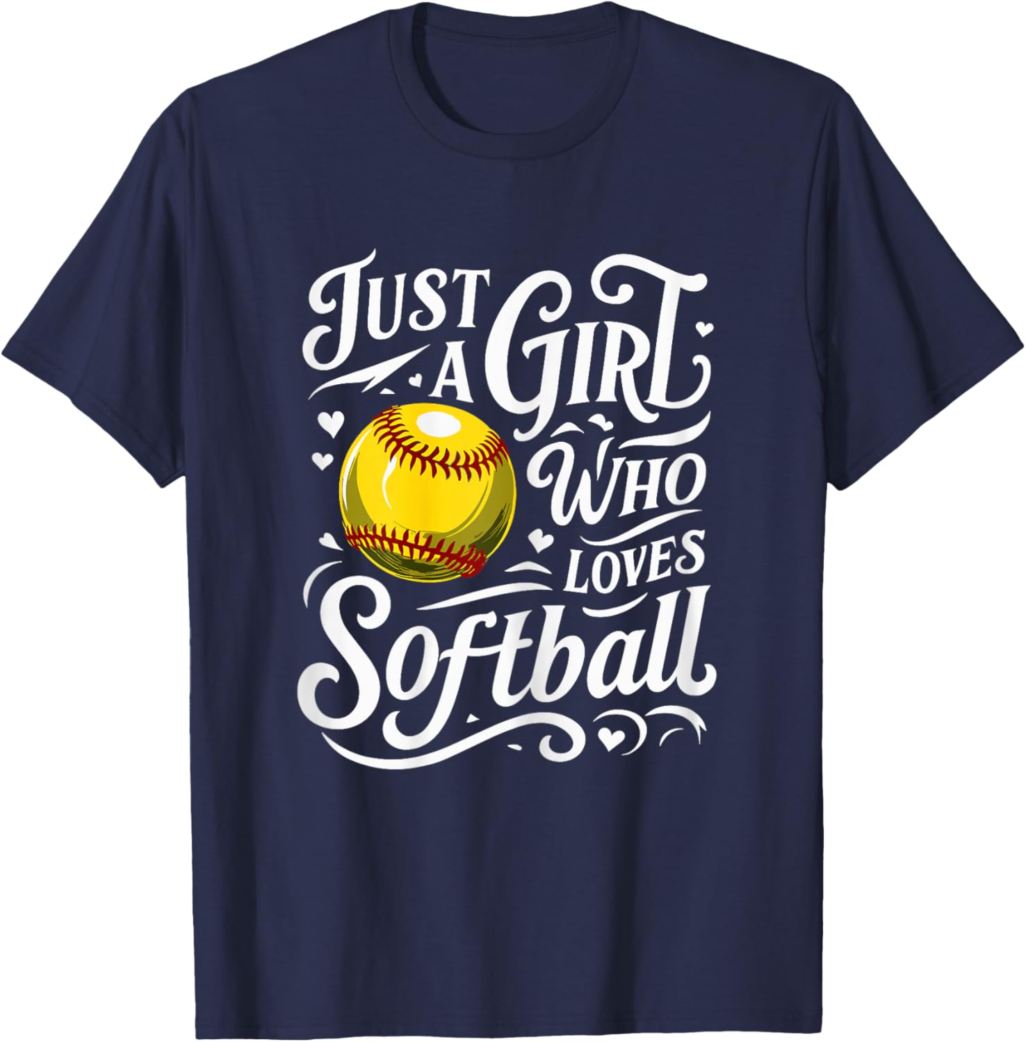 Just A Girl Who Loves Softball T-Shirt - T-Shirt | Navy