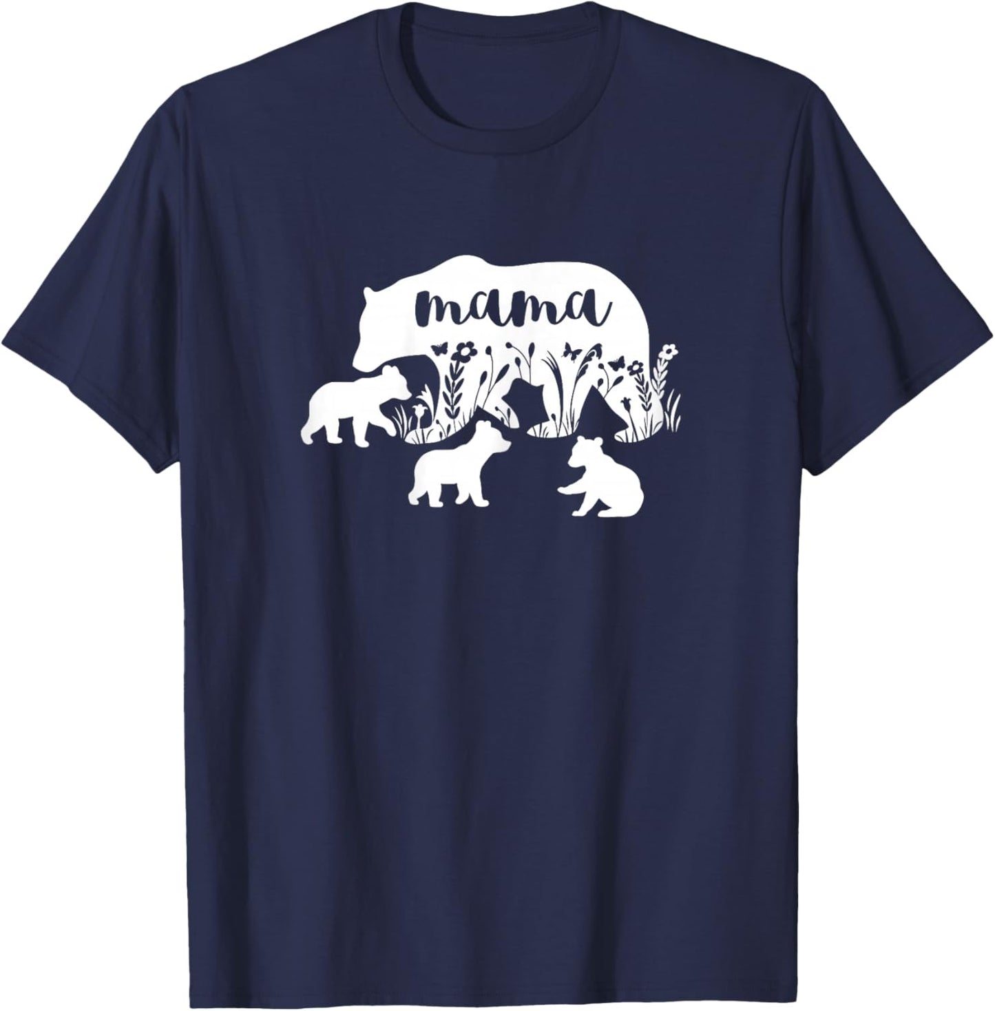 Mama Bear with 3 Cubs Boys Mum Mother's Day Mom Birthday T-Shirt - T-Shirt | Navy