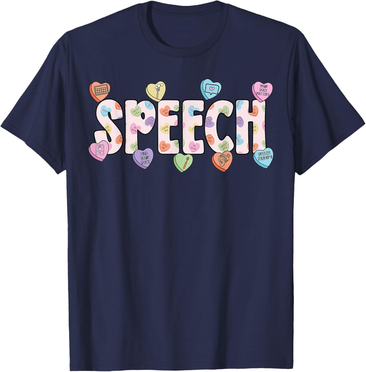 Speech Language Pathologist Valentines Day SLP Therapy T-Shirt - T-Shirt | Navy