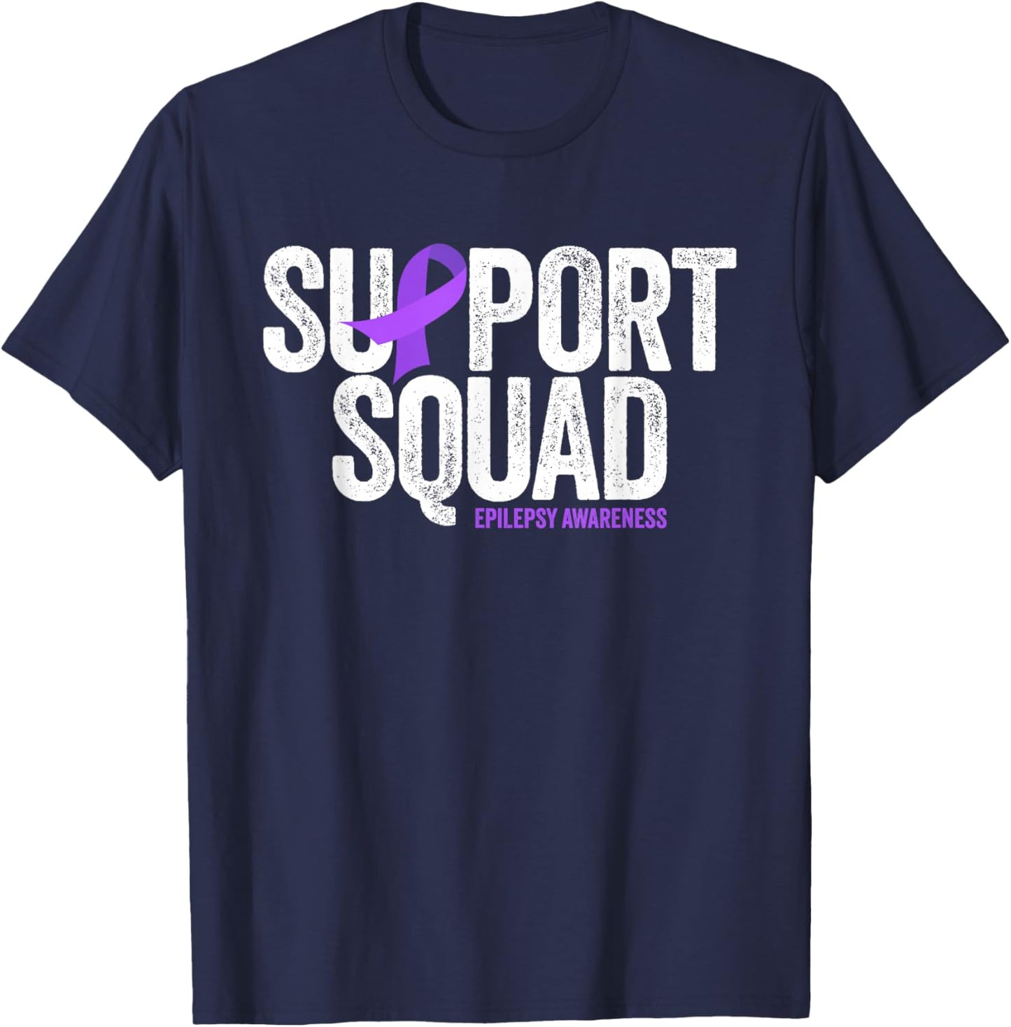 Epilepsy Awareness Month Family Support Squad Distressed T-Shirt - T-Shirt | Navy