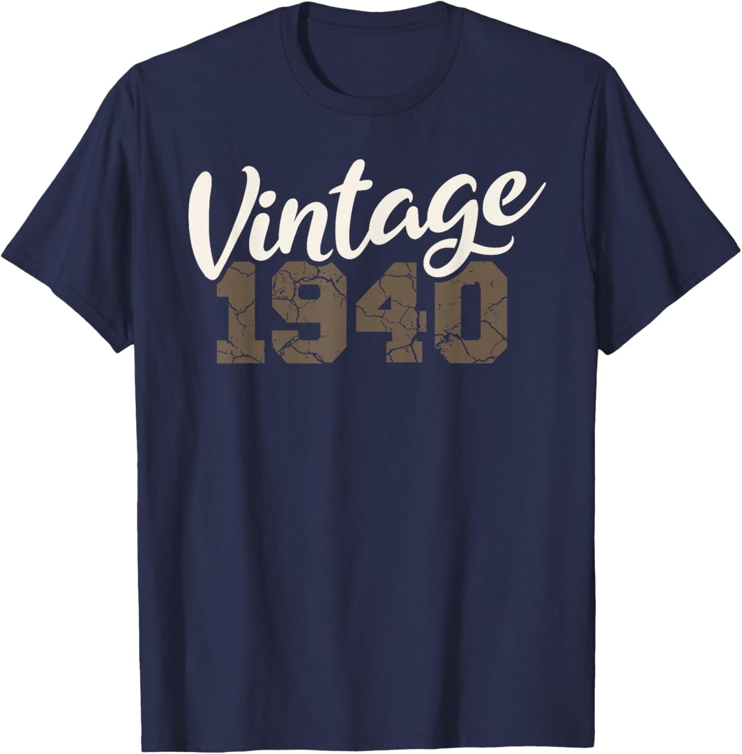 Vintage 1940 Birthday Men Women Retro Distressed Graphic T-Shirt - T-Shirt | Navy