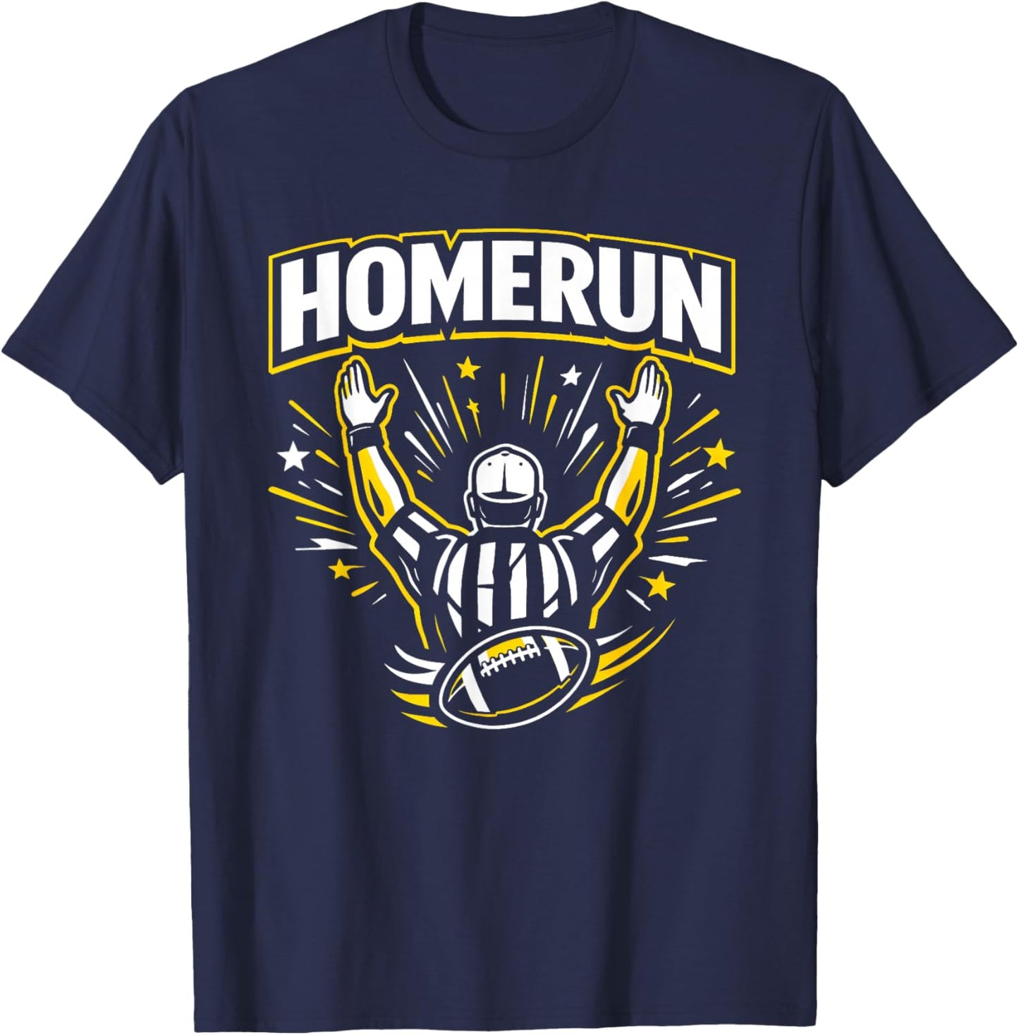 Funny Football Referee Touchdown Baseball Homerun Design T-Shirt - T-Shirt | Navy