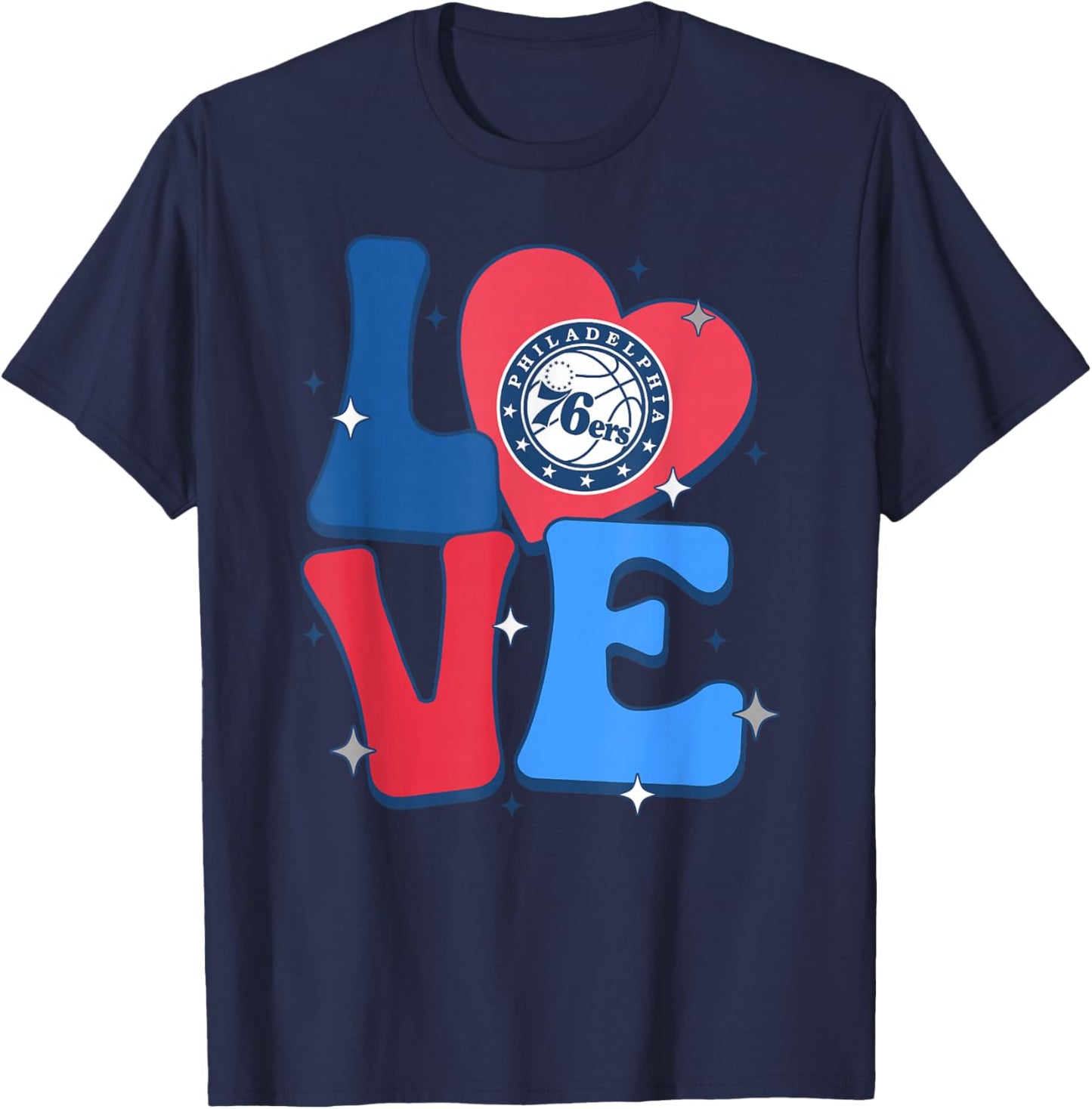 NBA Philadelphia 76ers Valentine's Day Love T-Shirt - T-Shirt | Navy