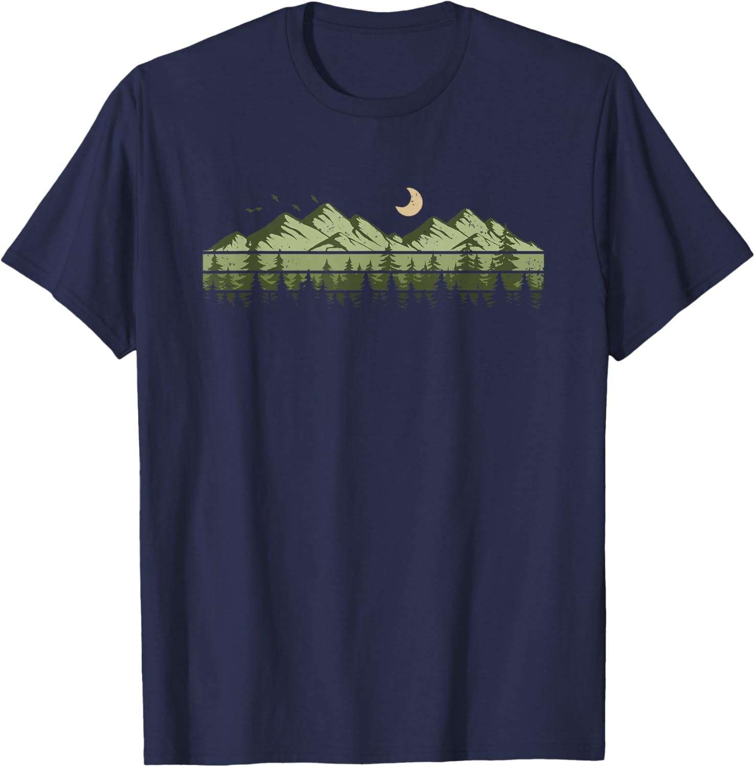 Trees Landscape Mountains Vintage Forest T-Shirt - T-Shirt | Navy