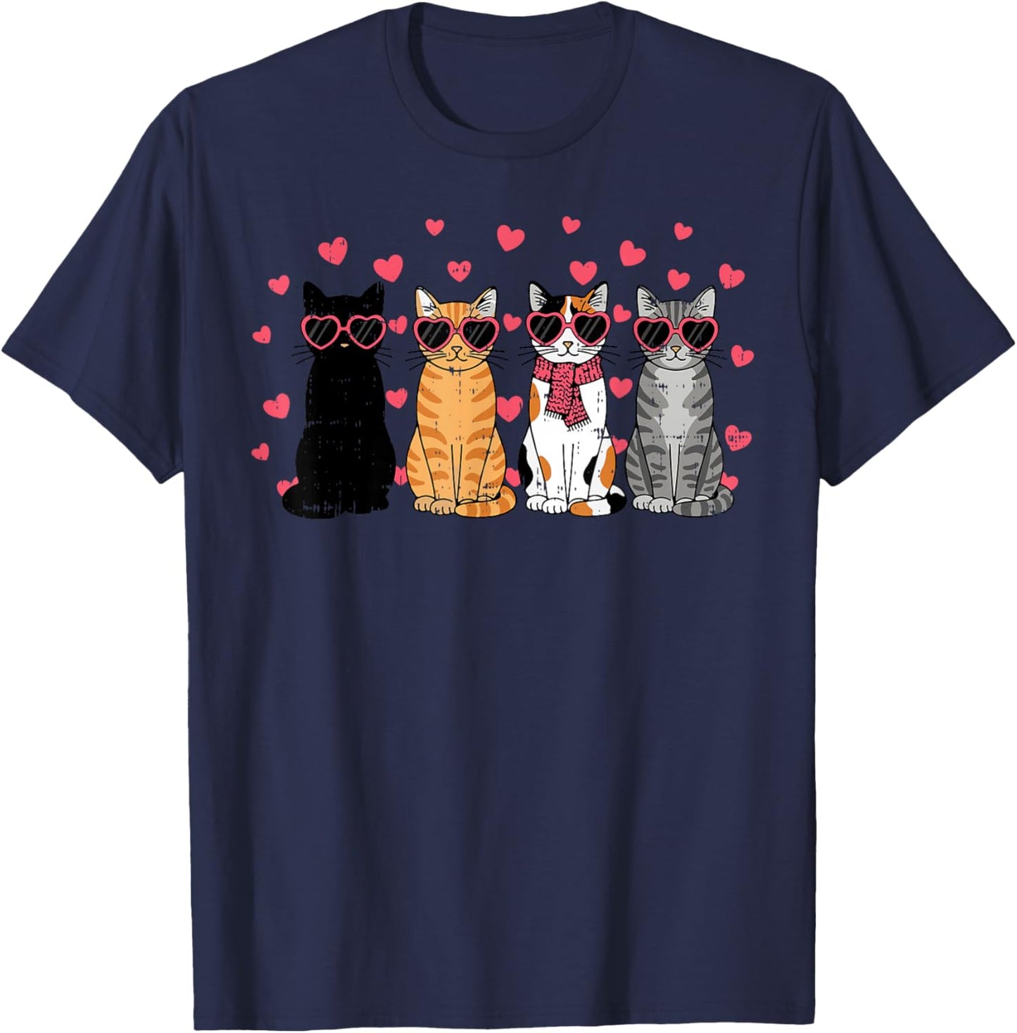 Cats Valentine Cat Kitten Valentines Day Men Women Kids T-Shirt - T-Shirt | Navy