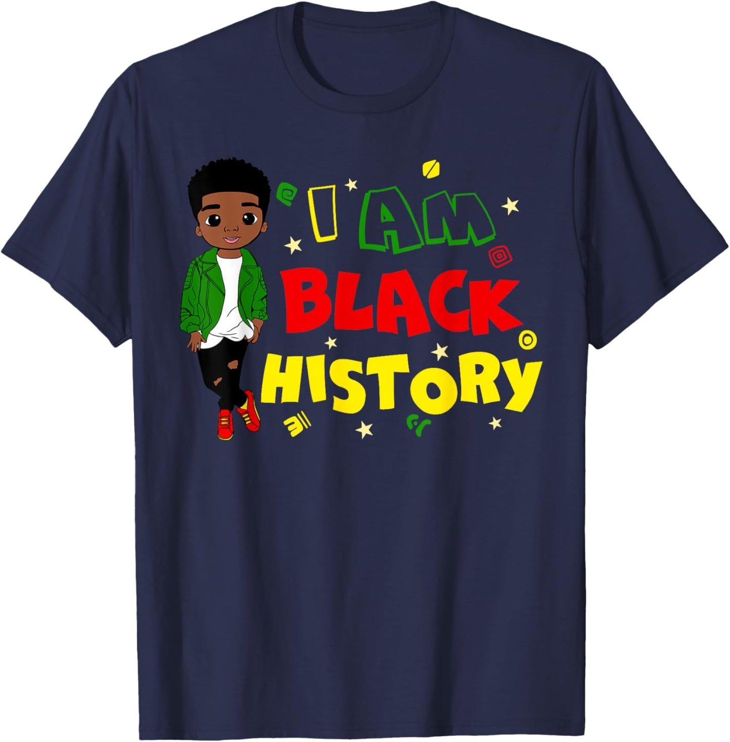 Little Boy I Am Black History Month African Kid Toddler T-Shirt - T-Shirt | Navy