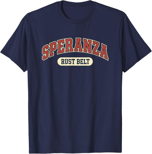 Speranza Rust Belt Vintage Outdoors Gaming Collegiate Logo T-Shirt - T-Shirt | Navy