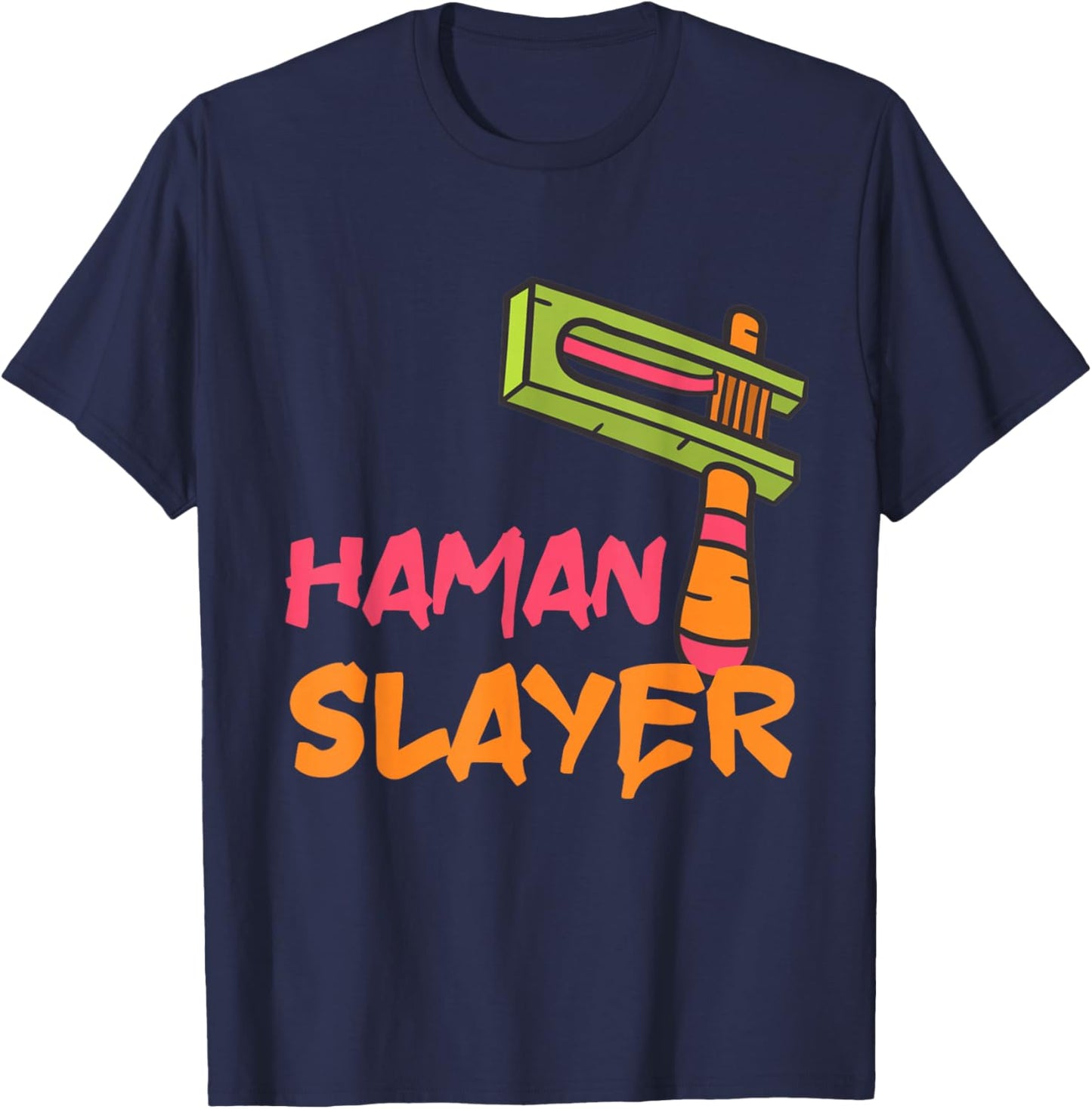 Haman Slayer Happy Purim Grogger Jewish Queen Esther Party T-Shirt - T-Shirt | Navy