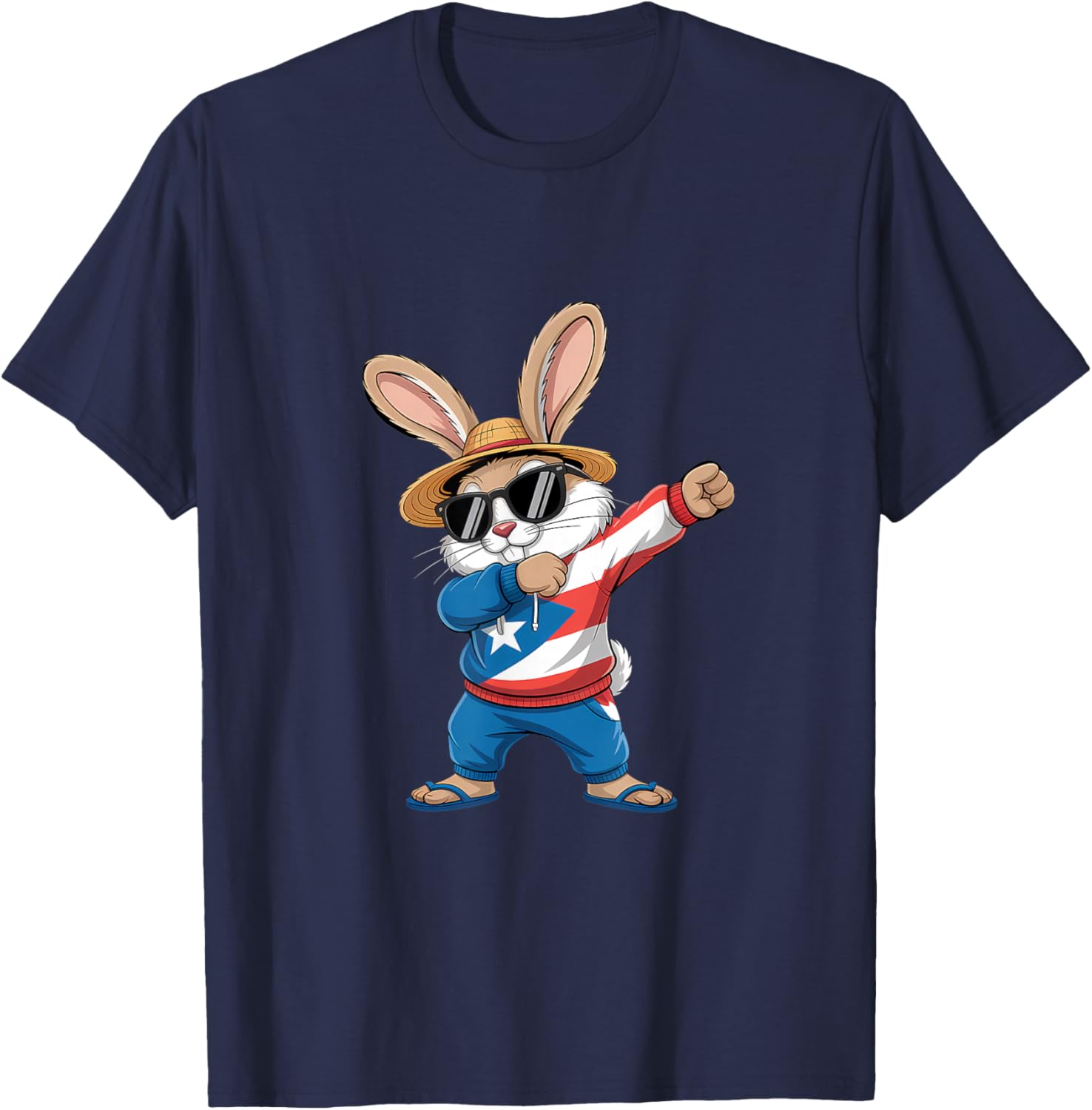 Puerto Rico Bunny Puerto Rican Flag Rabbit T-Shirt - T-Shirt | Navy