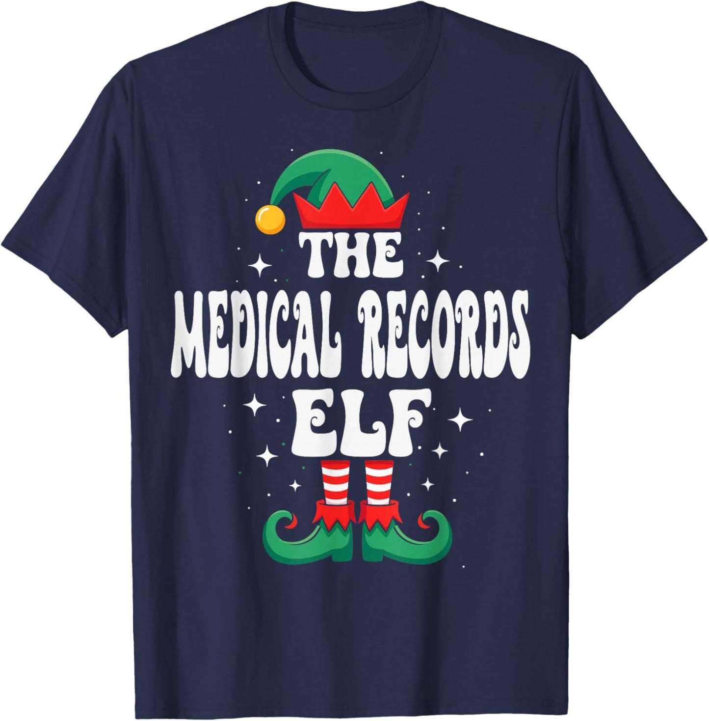 The Medical Records Elf Funny Christmas Matching Family T-Shirt - T-Shirt | Navy