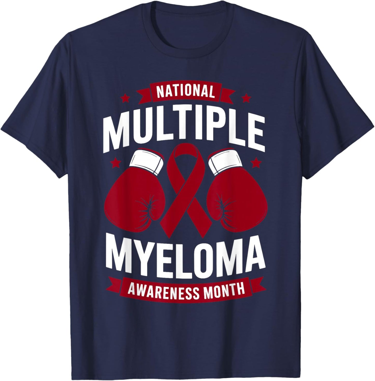National Multiple Myeloma Awareness Month Burgundy Ribbon T-Shirt - T-Shirt | Navy