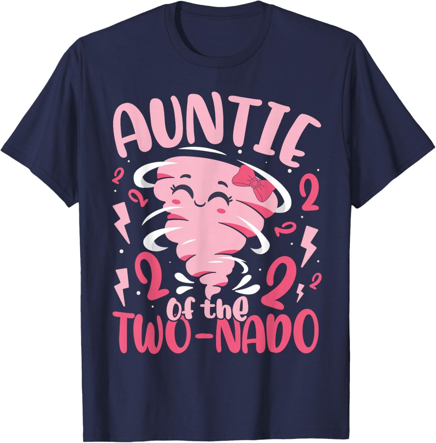 Auntie of The Two-nado Tornado Themed 2nd Birthday Party T-Shirt - T-Shirt | Navy