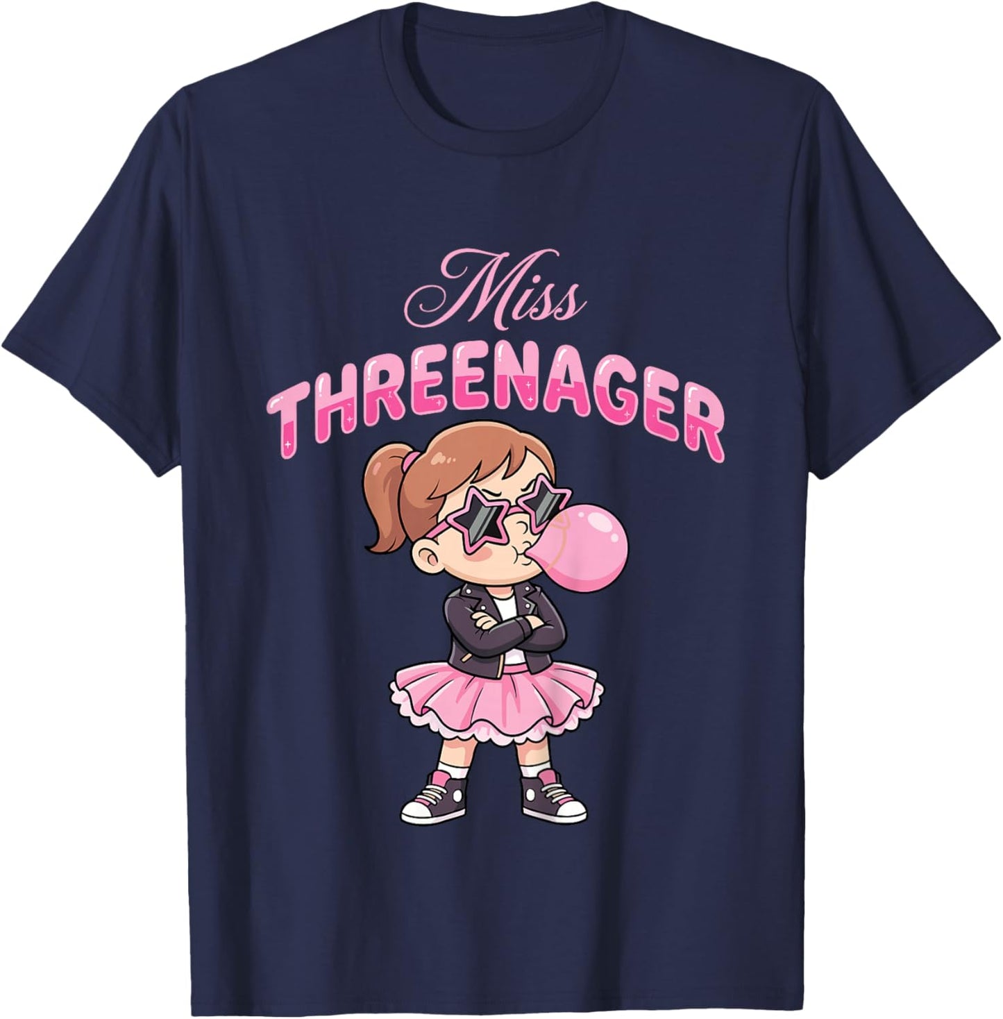 Funny Miss Threenager 3rd Birthday 3 Years Girls T-Shirt - T-Shirt | Navy