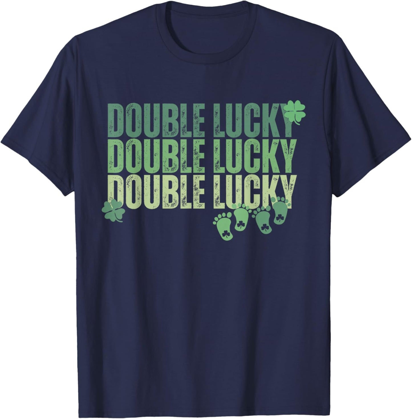 Twin Pregnancy Announcement St Patricks Day Expecting Reveal T-Shirt - T-Shirt | Navy