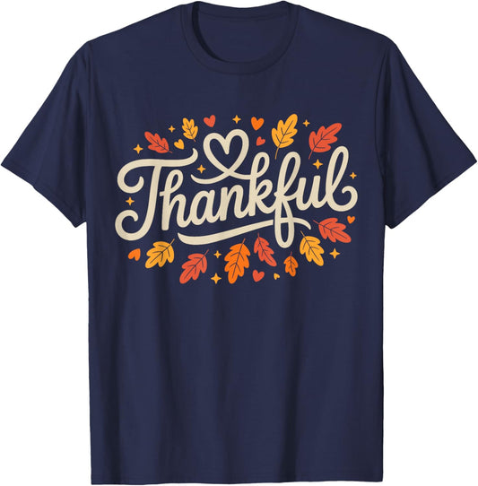 Retro Thanksgiving Thankful Turkey Day Fall Women T-Shirt - T-Shirt | Navy