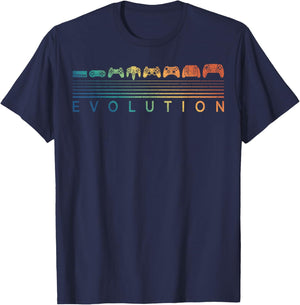 Video Game Controller Evolution Gamer 80s 90s Retro Gaming T-Shirt - T-Shirt | Navy