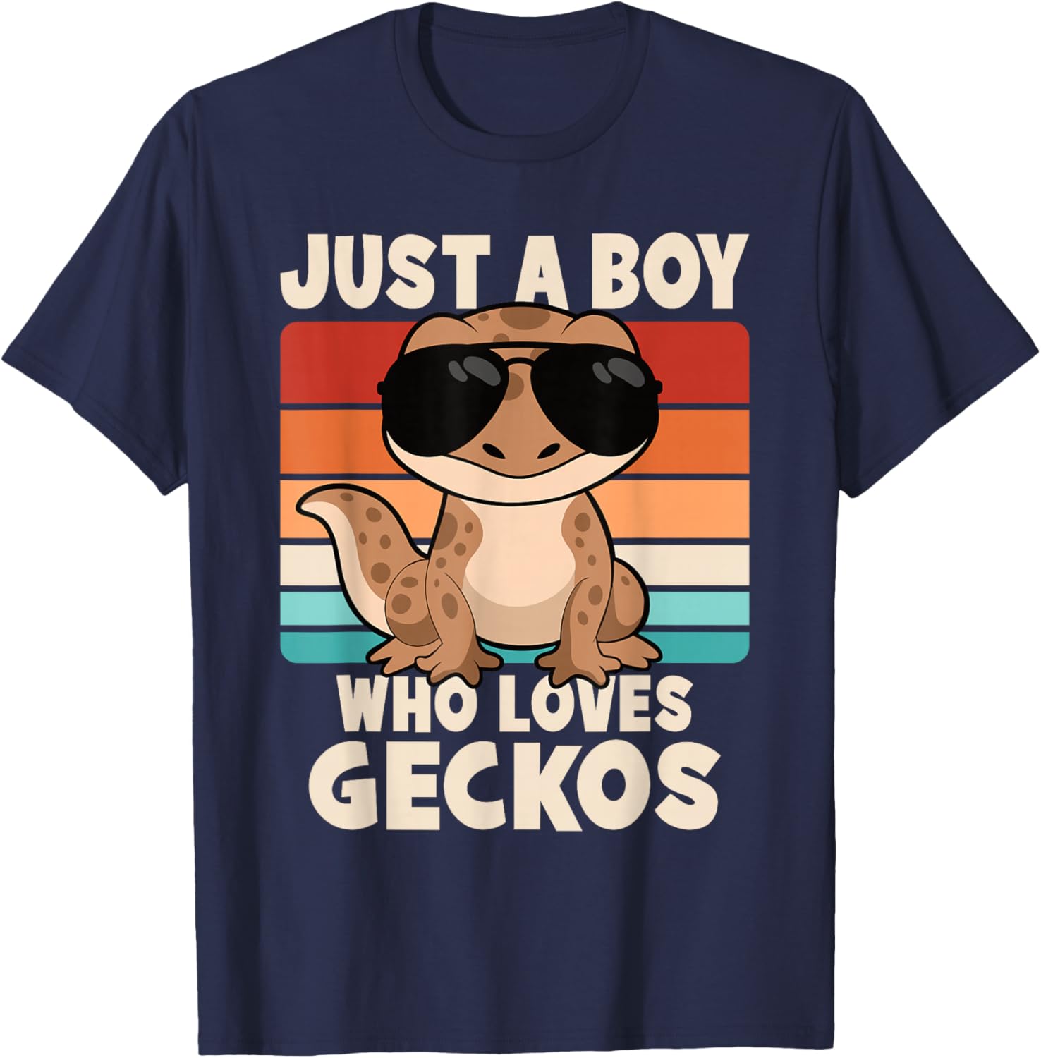 Just A Boy Who Loves Geckos Funny Leopard Gecko Lizard Kids T-Shirt - T-Shirt | Navy