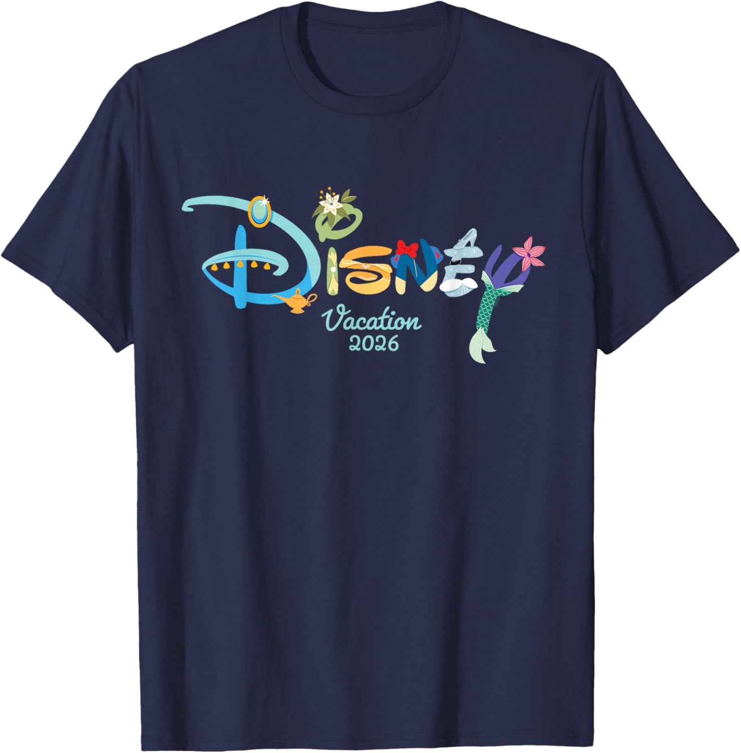 Disney Princess Letters Logo Matching Disney Vacation 2026 T-Shirt - T-Shirt | Navy