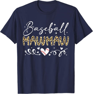 Baseball Mawmaw Leopard Baseball Heart T-Shirt - T-Shirt | Navy