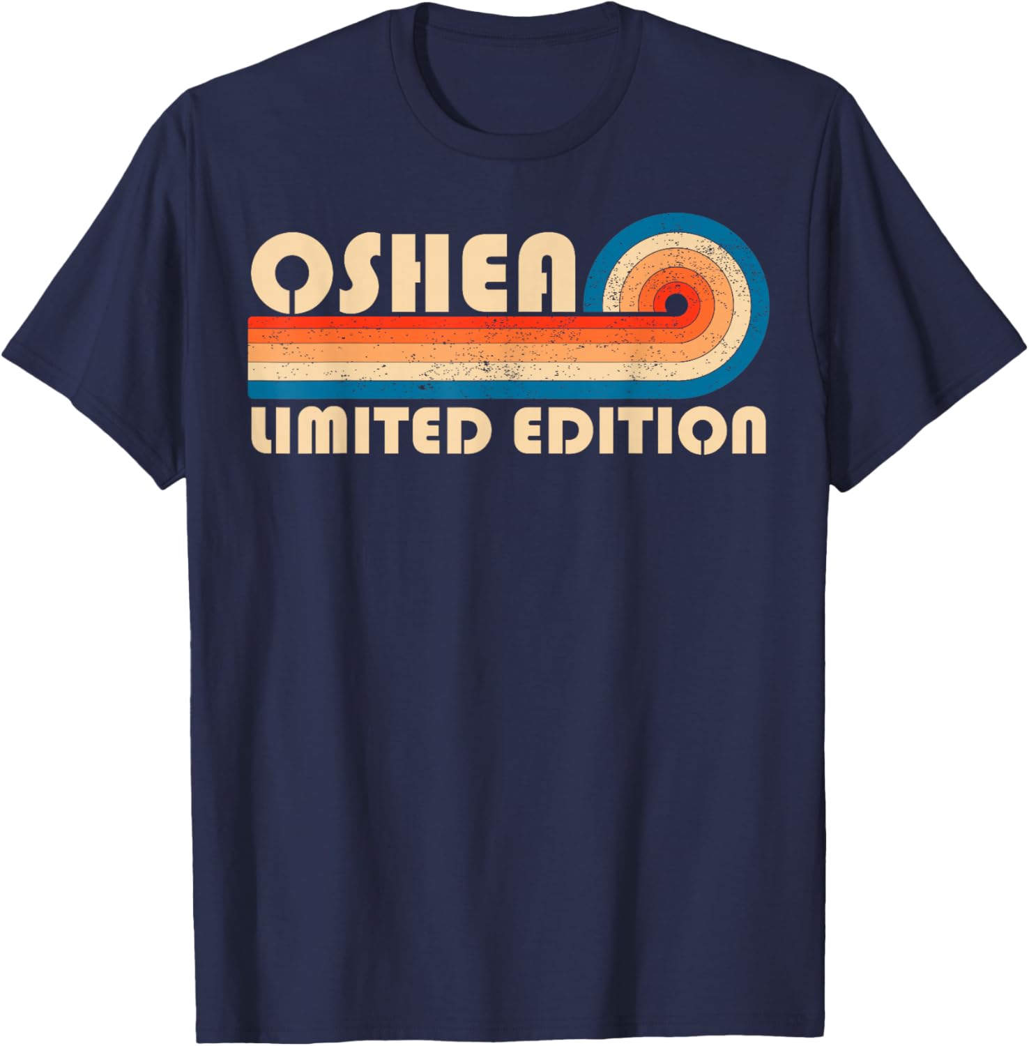 Oshea Retro 70s 80s Sunset Stripe T-Shirt - T-Shirt | Navy