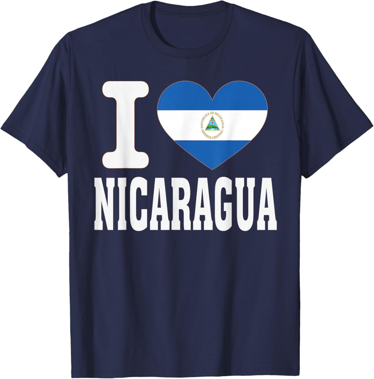 I Love Nicaragua Heart Souvenir Lovers Pride Travel T-Shirt - T-Shirt | Navy