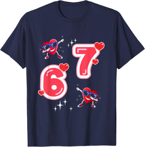 67 Valentines Shirt 67 Hearts Dabbing Valentine Six Seven T-Shirt - T-Shirt | Navy