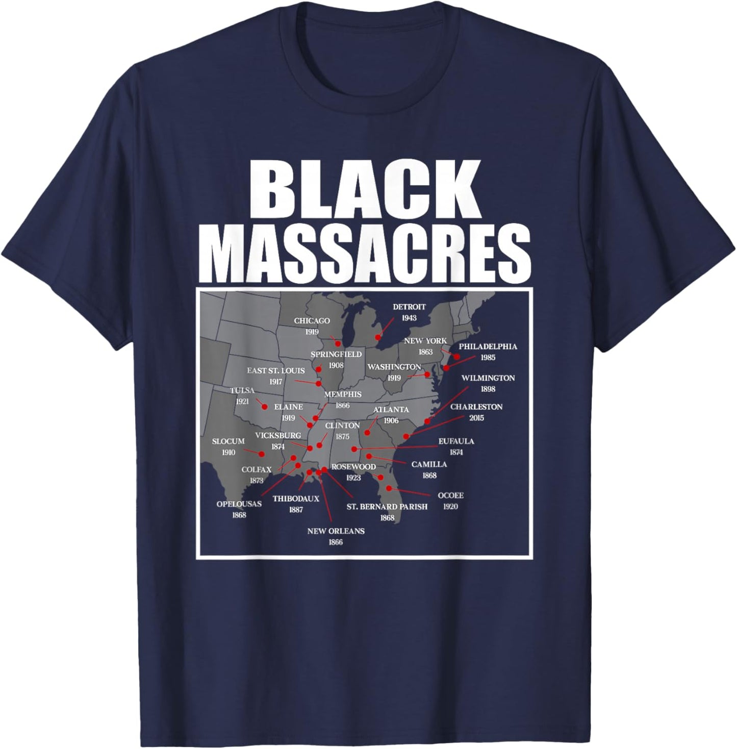 African American History Awareness Map Afro Women Men T-Shirt - T-Shirt | Navy