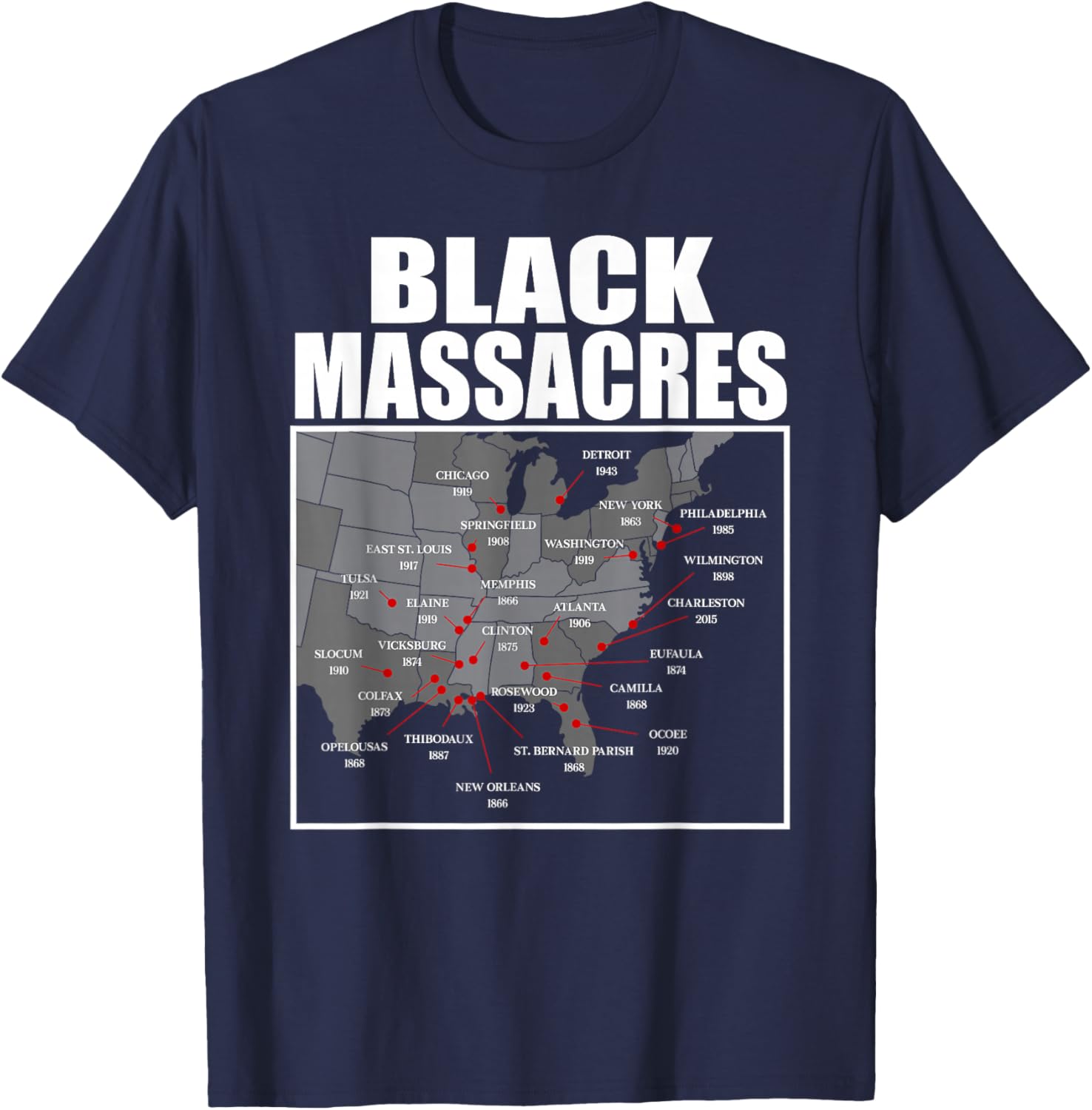 African American History Awareness Map Afro Women Men T-Shirt - T-Shirt | Navy