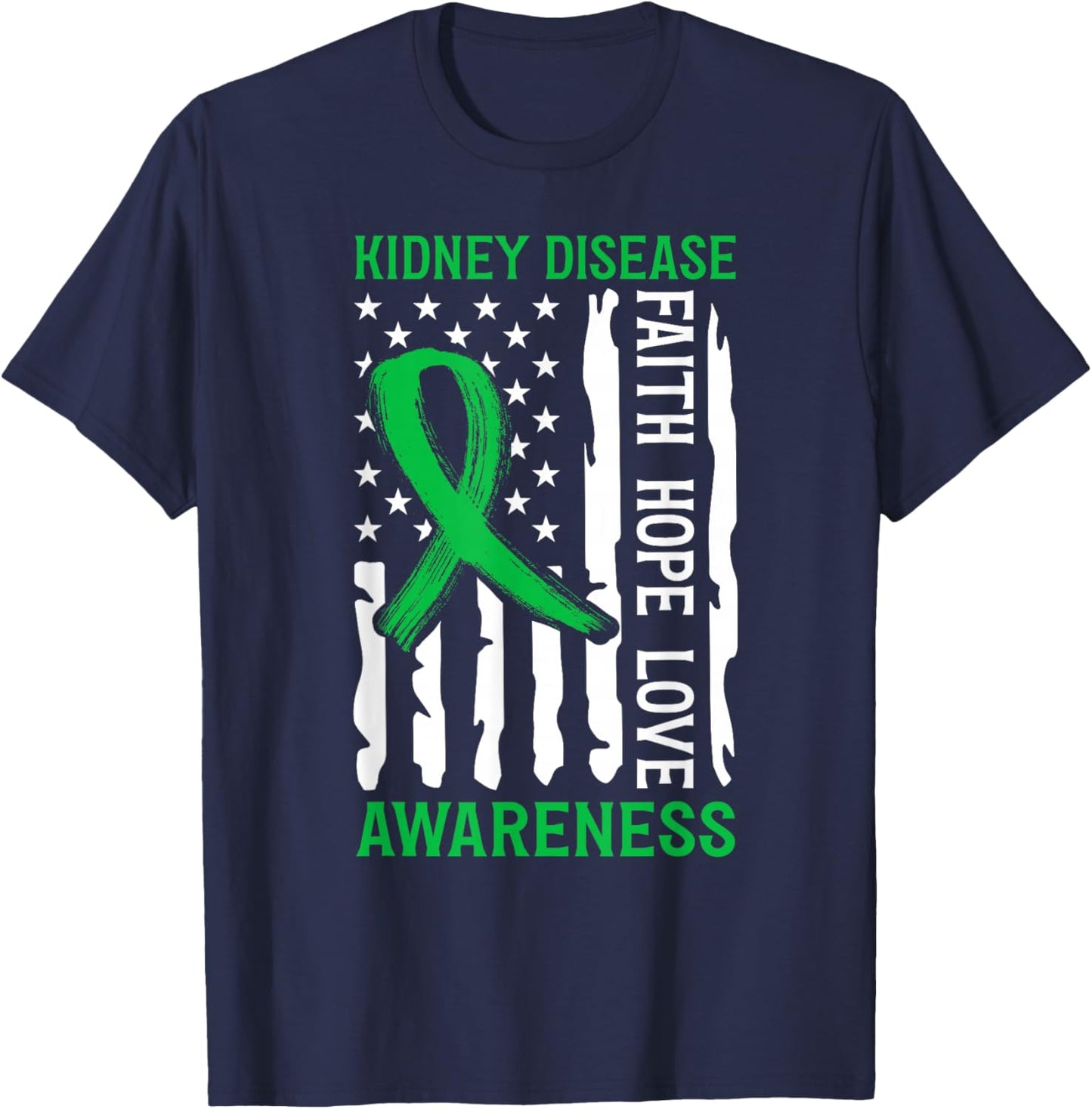 Kidney Disease Awareness US Flag Kidney Disease Survivor T-Shirt - T-Shirt | Navy