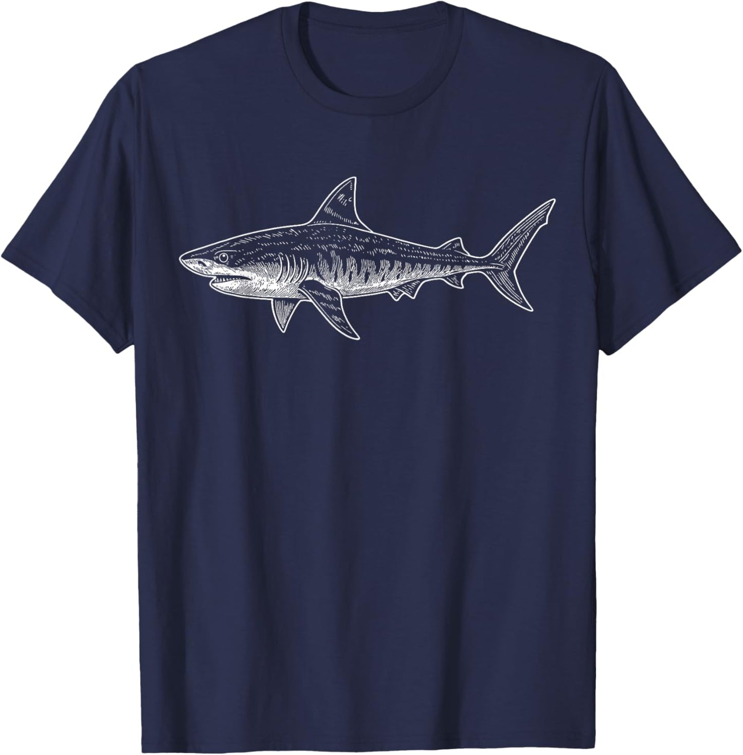 Tiger Shark Illustration Shark Lover T-Shirt - T-Shirt | Navy