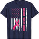 Nobody Fights Alone Breast Cancer Awareness Pink Ribbon Flag T-Shirt - T-Shirt | Navy