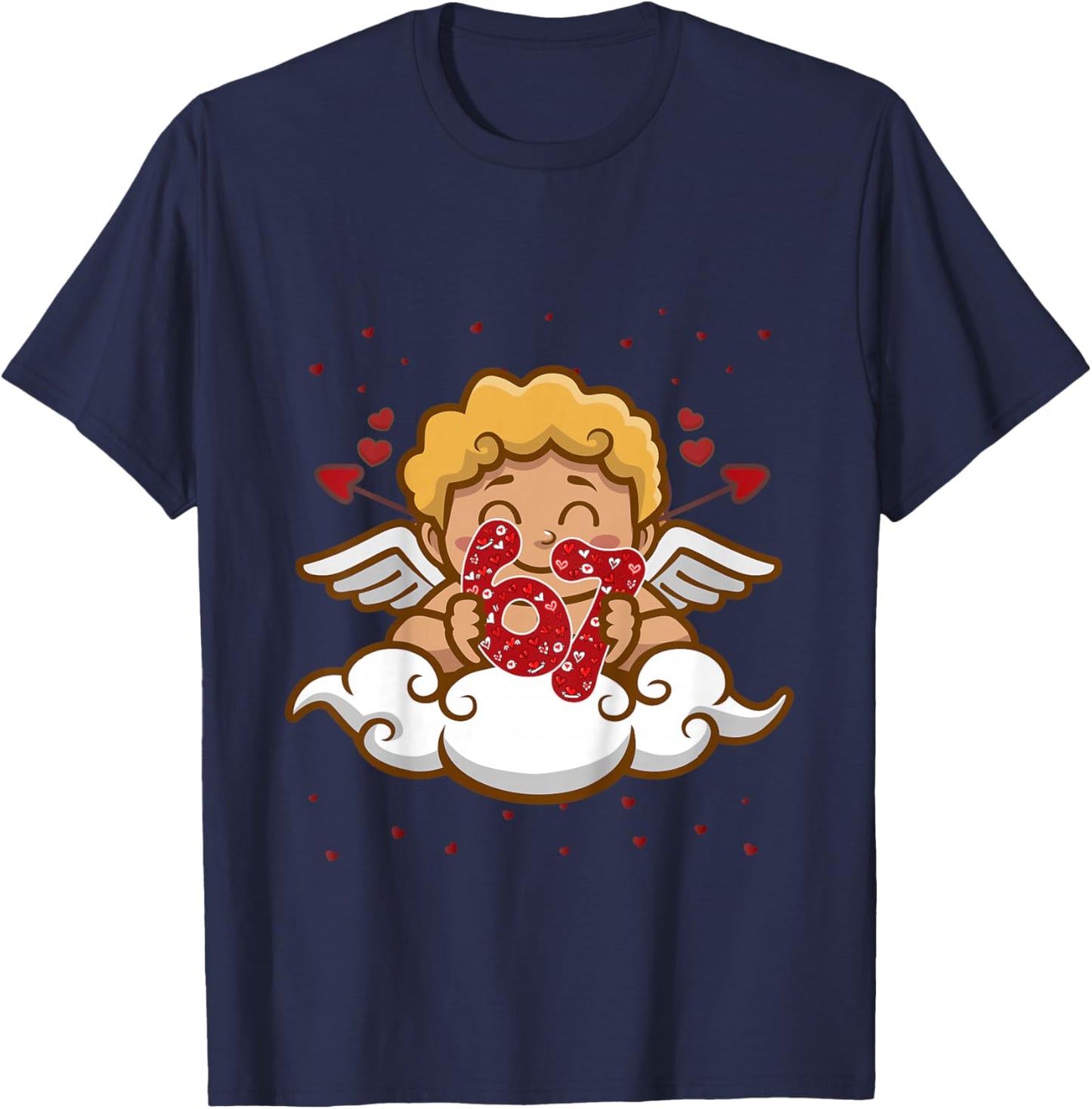 Kids 6 7 Meme Six Seven Cupid 67 Valentines Day Toddler T-Shirt - T-Shirt | Navy