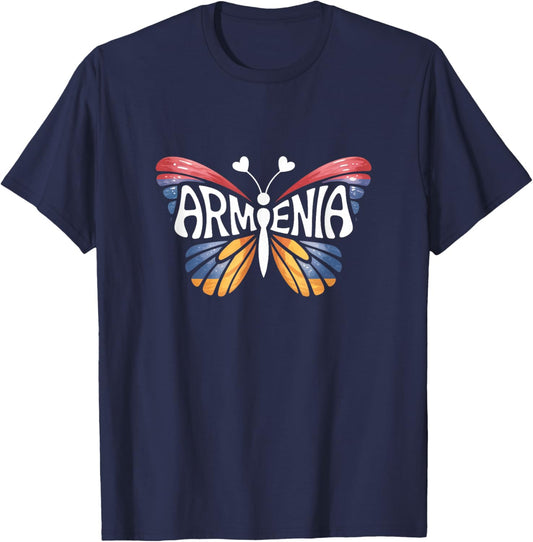 Armenia Butterfly - Armenian Flag Colors Souvenir T-Shirt - T-Shirt | Navy