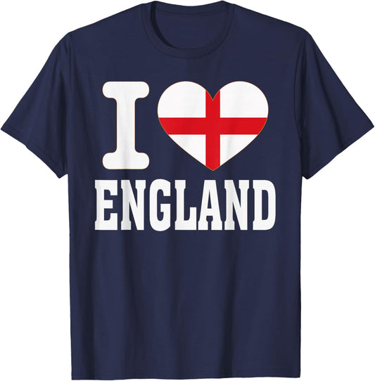 I Love England Heart Souvenir Lovers Pride Travel T-Shirt - T-Shirt | Navy