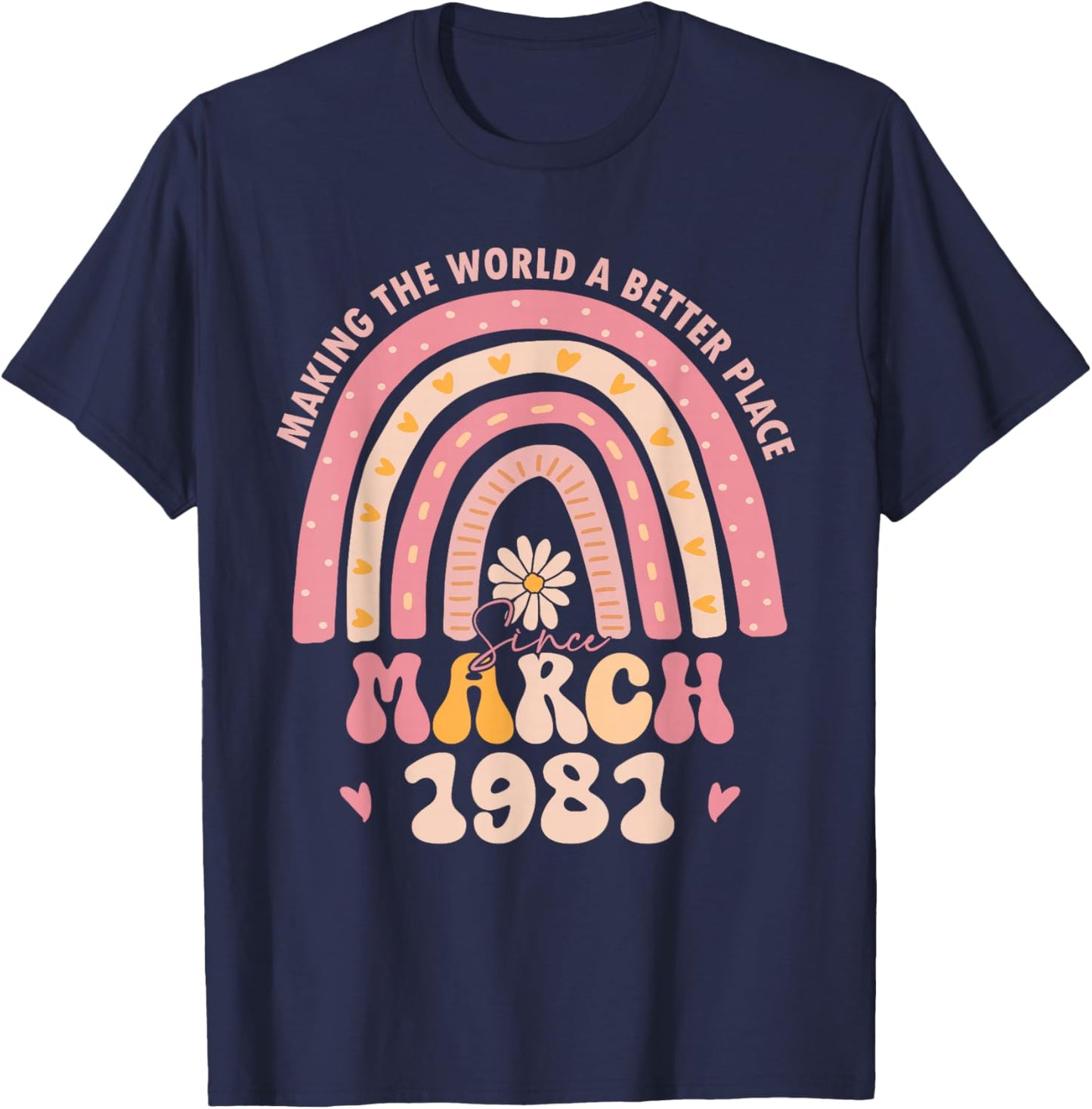 Turning 45 Retro March 1981 45th Birthday for Girl Women T-Shirt - T-Shirt | Navy