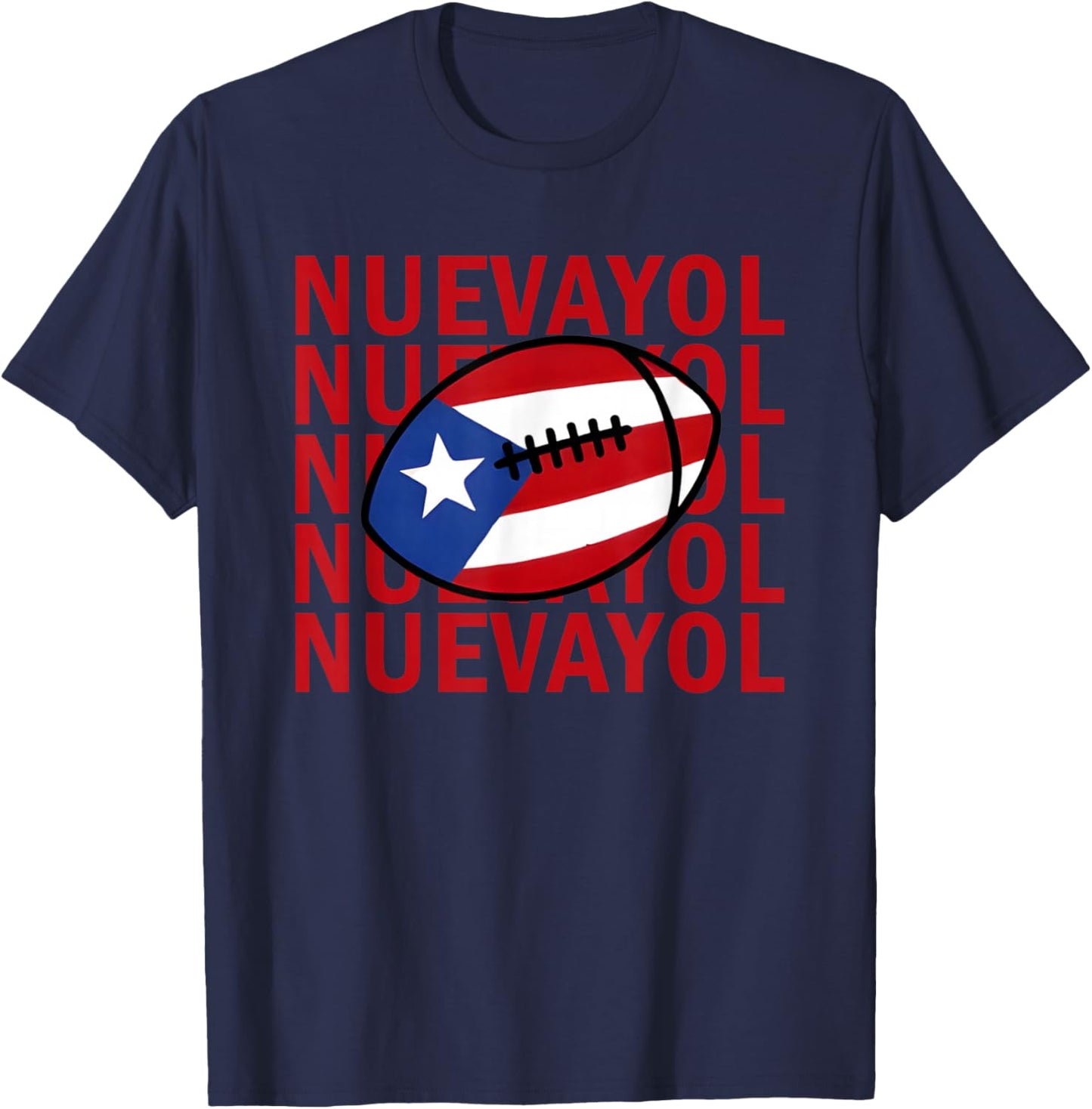 NUEVAYOL Puerto Rican Football Flag Pride Graphic Design T-Shirt - T-Shirt | Navy
