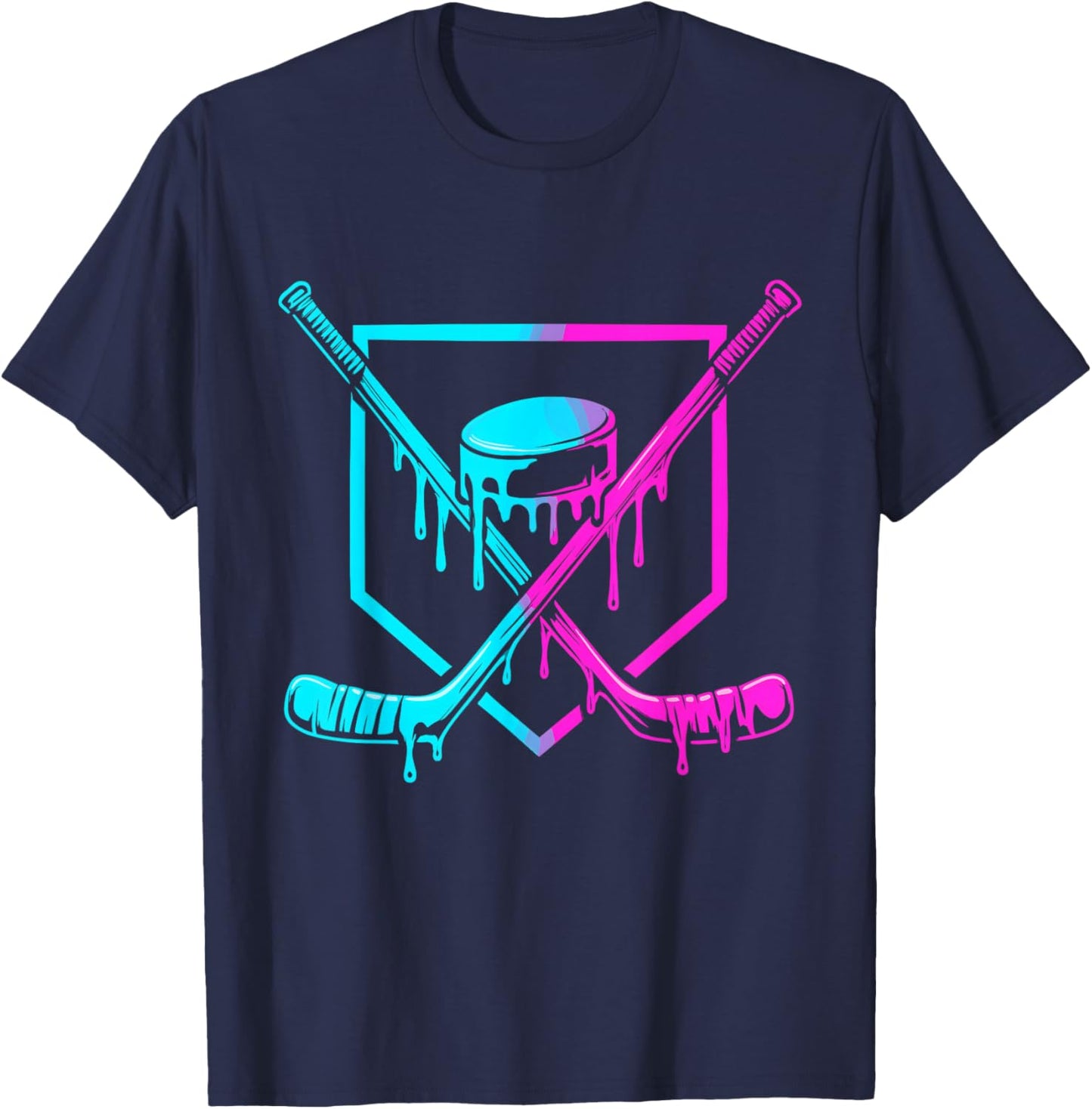 Hockey Drip for Boys Ice Cream Drip Youth Boys Hockey Kids T-Shirt - T-Shirt | Navy