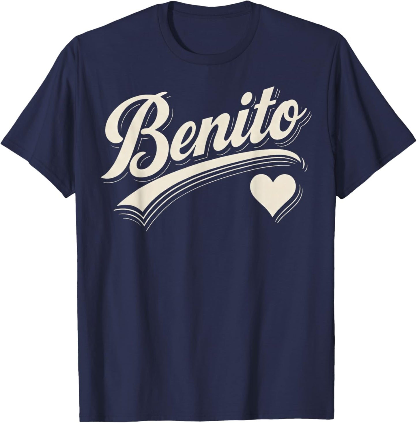 Vintage Benito Heart Script Gift Women Kid Boy Girl T-Shirt - T-Shirt | Navy