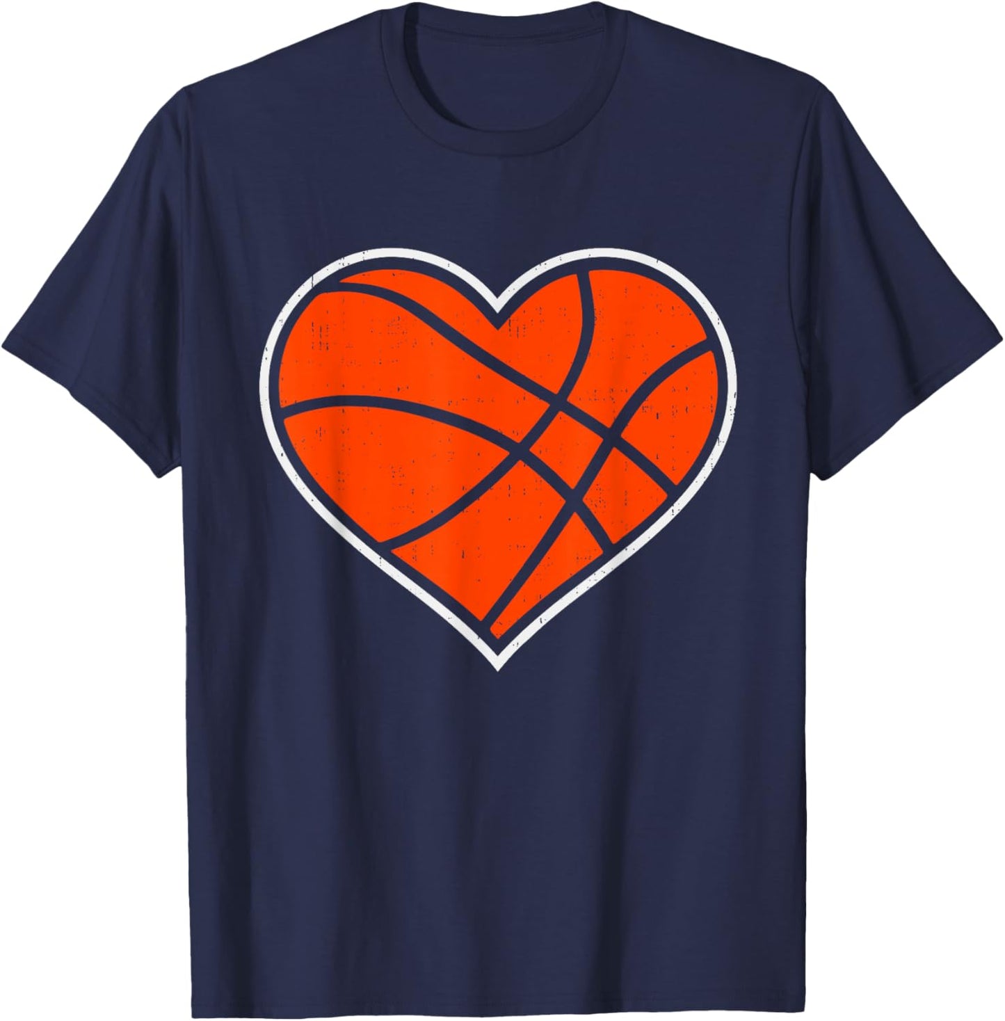 Basketball Heart Love Sport Valentines Day Men Women Boy Kid T-Shirt - T-Shirt | Navy