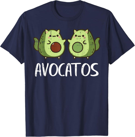 Cat Avocado Avocatos Funny Food Pun Women Girls Kids Men T-Shirt - T-Shirt | Navy