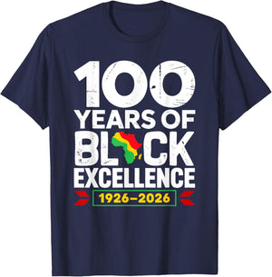100 Years of Black Excellence Centennial Black History T-Shirt - T-Shirt | Navy