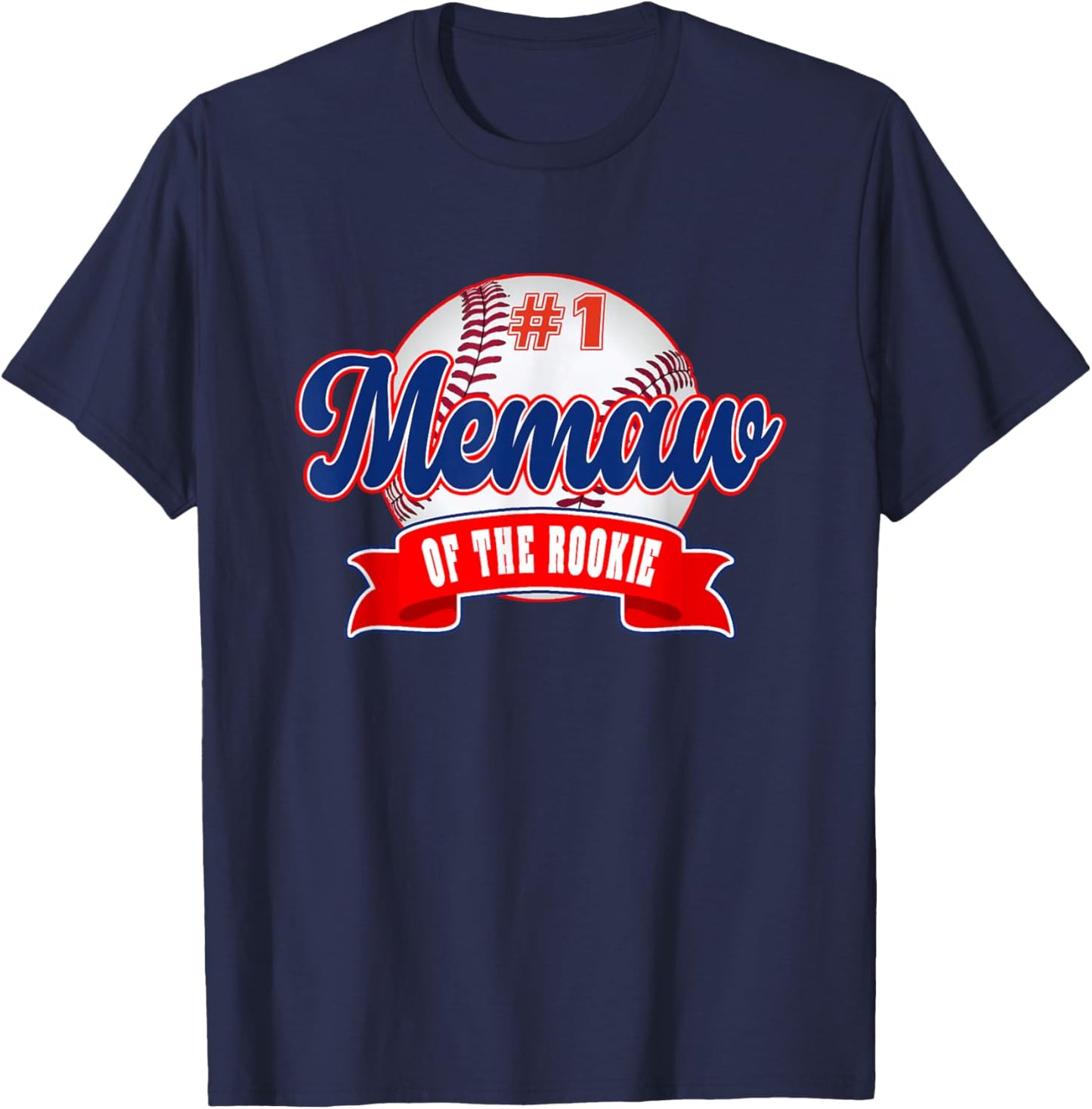 Memaw Rookie of Year 1st Birthday Baseball Theme Matching T-Shirt - T-Shirt | Navy