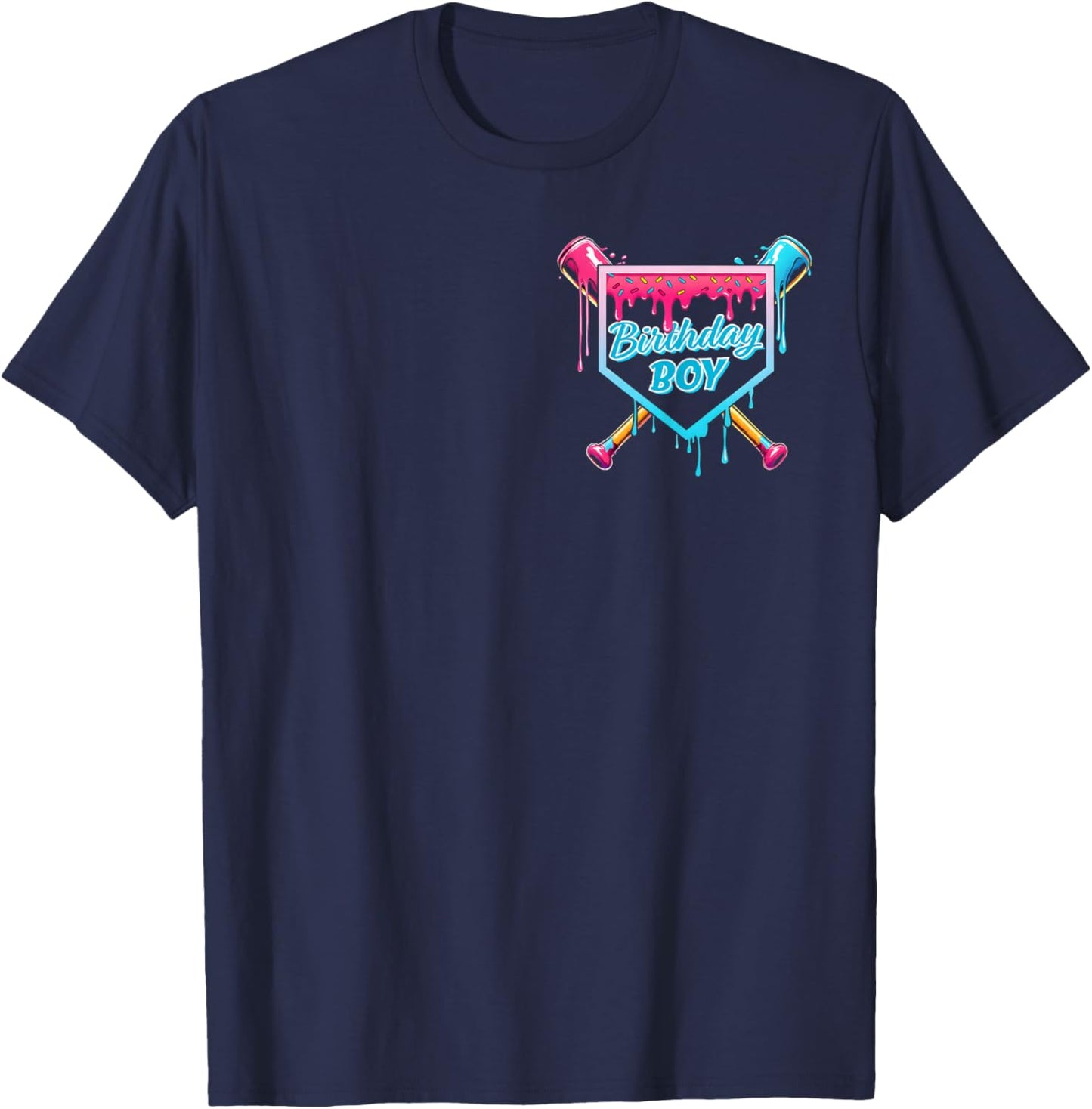 Baseball 12 Year Old Ice Cream Drip 12th Birthday Boys T-Shirt - T-Shirt | Navy