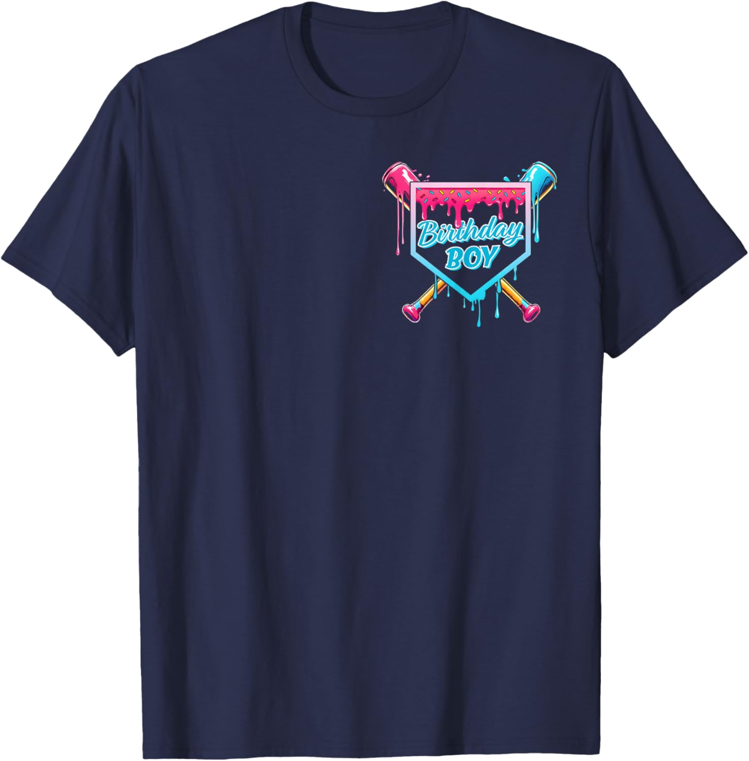 Baseball 12 Year Old Ice Cream Drip 12th Birthday Boys T-Shirt - T-Shirt | Navy