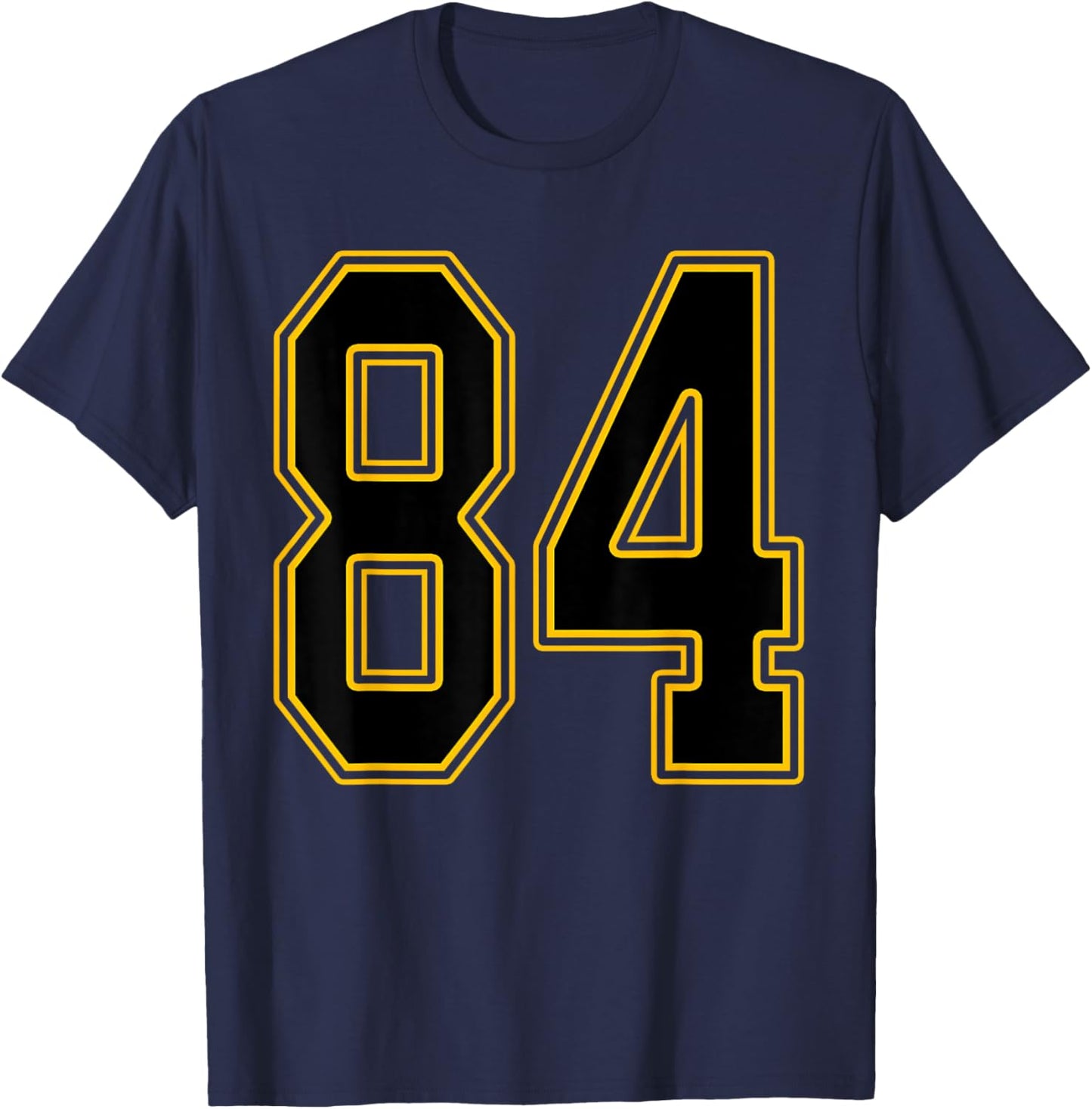 Black and Gold Number 84 Jersey Player Uniform #84 T-Shirt - T-Shirt | Navy