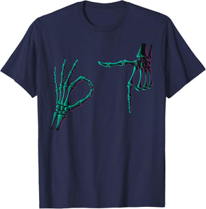 67 Meme Skeleton Hands 6 7 Halloween Six Seven Funny Meme T-Shirt - T-Shirt | Navy