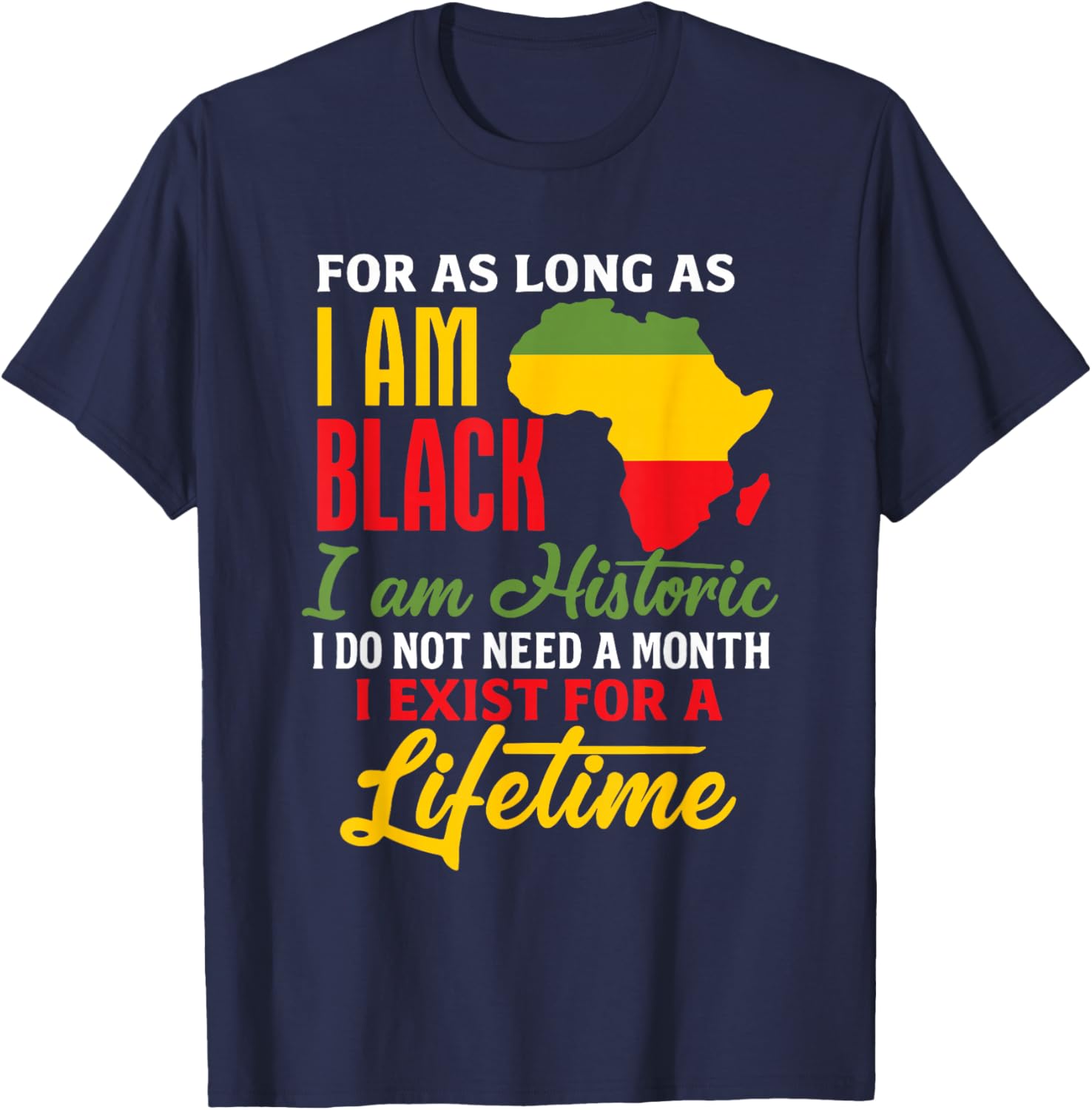 Black Identity Historic Pride Message T-Shirt - T-Shirt | Navy