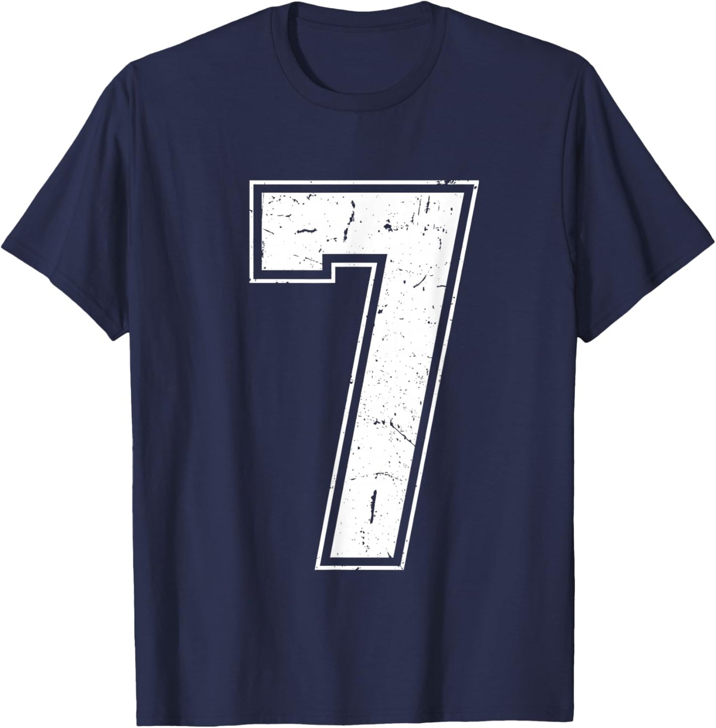 Number 7 Matching Costume 67 Meme Costume Distressed Retro T-Shirt - T-Shirt | Navy